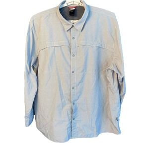 The North Face Shirt Mens XXL Long Sleeve Pockets Button Up Lightweight Gray‎